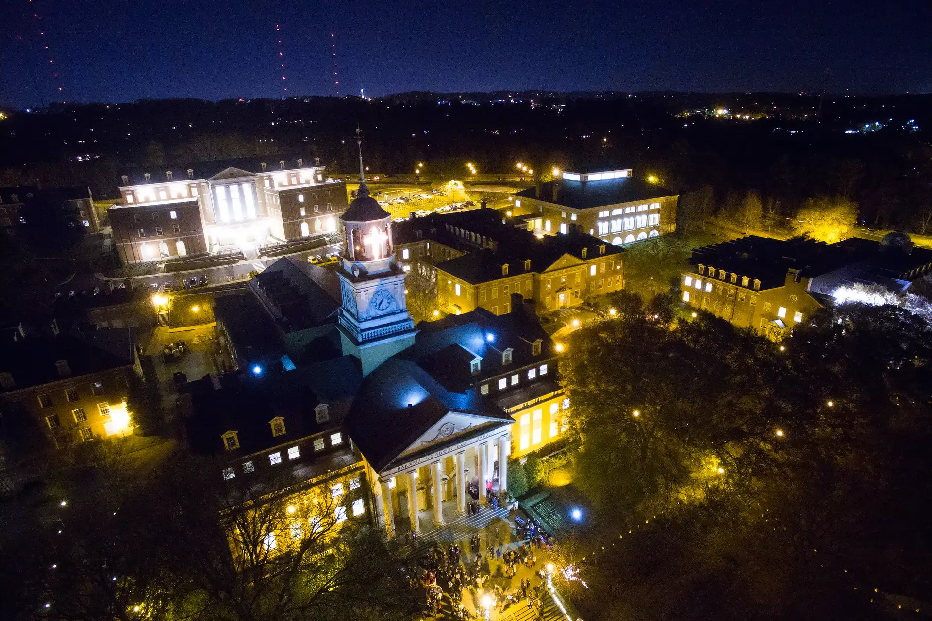 Campus Aerial at Night