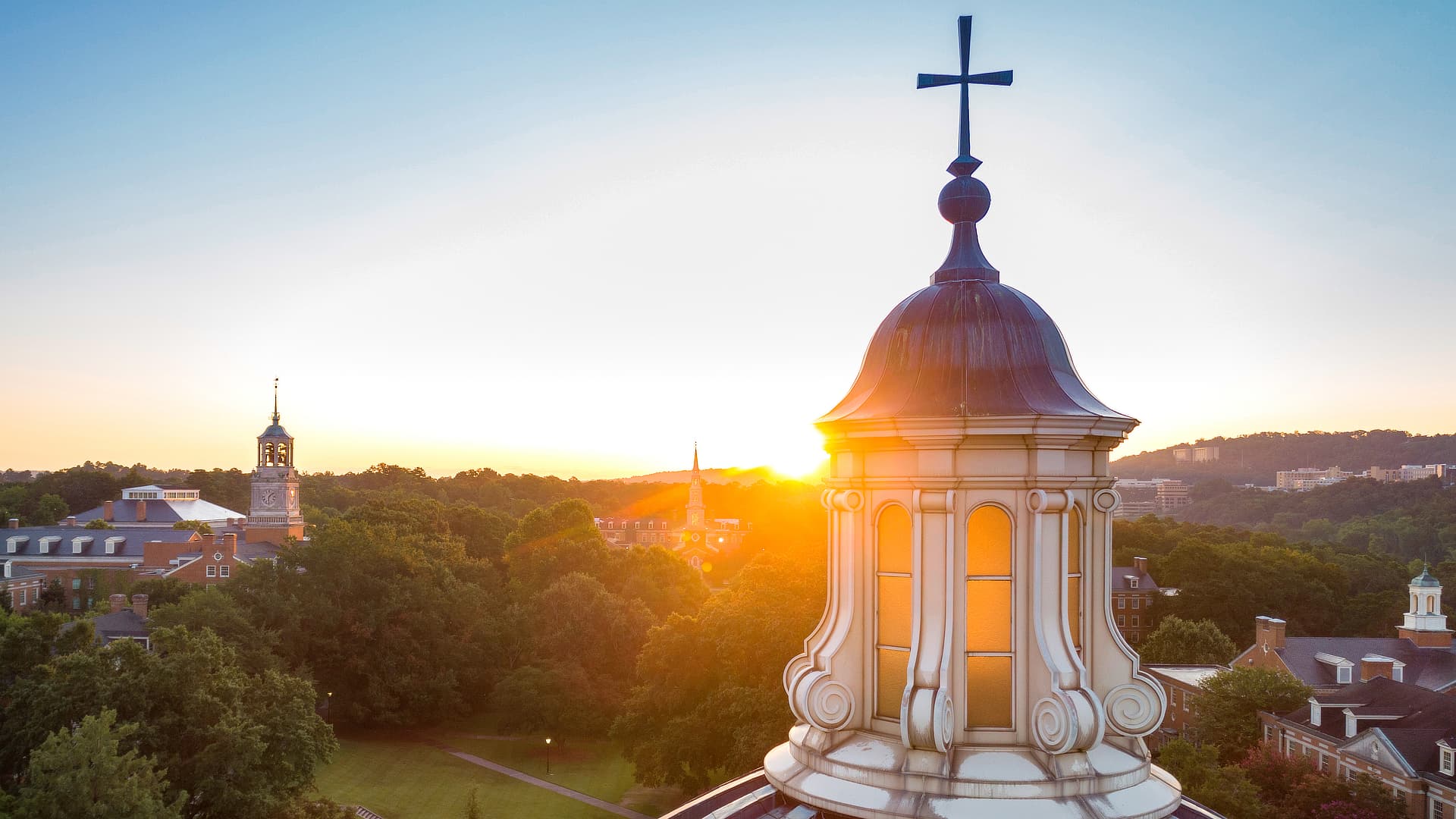 Hodges Chapel cupola at sunrise