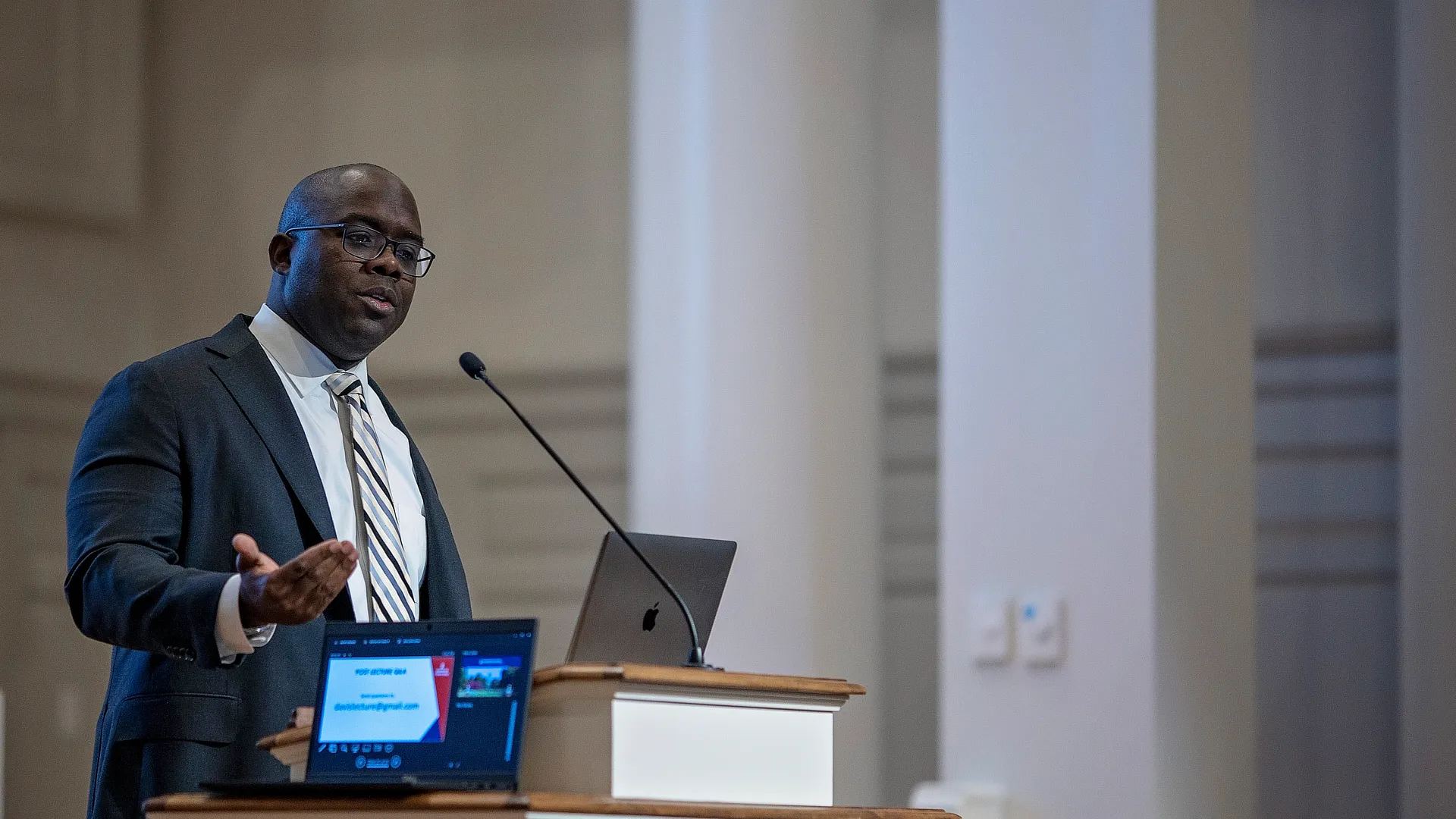 Male Speaker At Reid Chapel For Davis Lecture