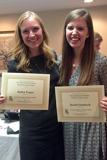 JMC award students Fuqua and Stanbeck