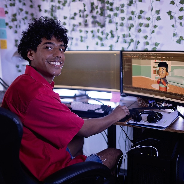 Student at Computer