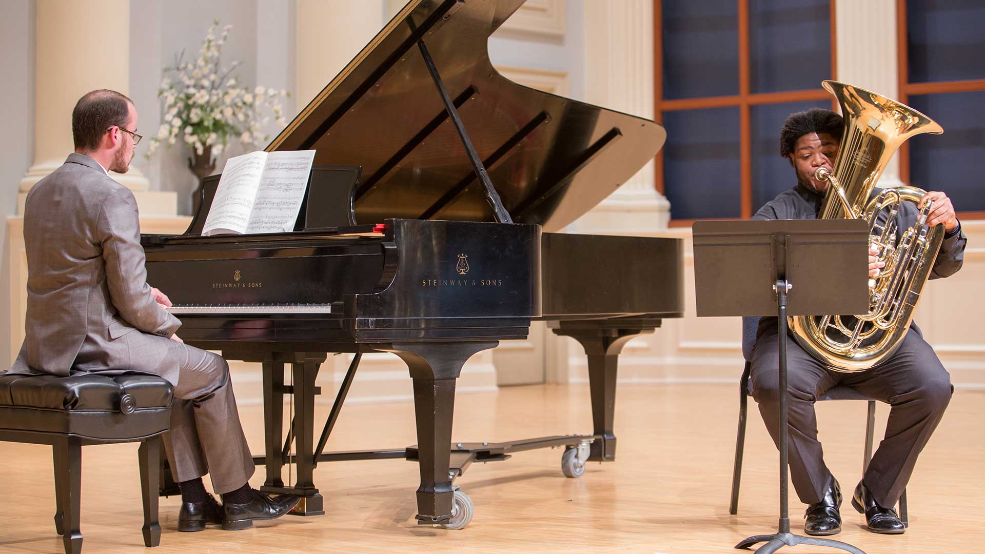 Two Male Students Performing