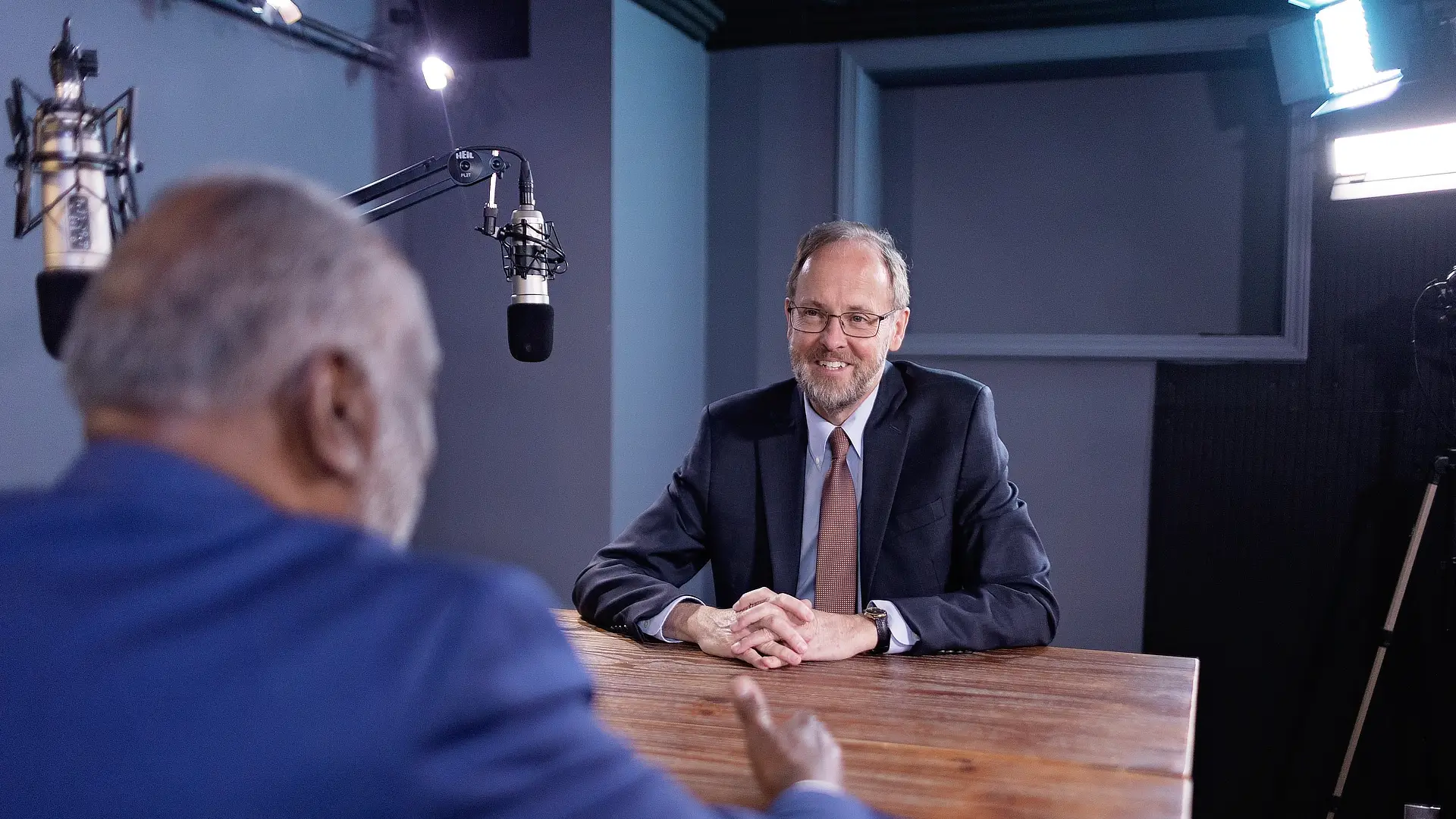dean conducting an interview