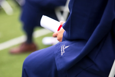 Samford belltower logo on gown SD0521446