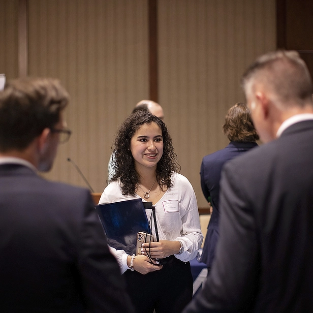 Student at conference