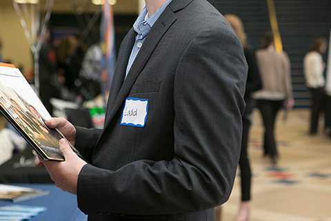 student at job fair