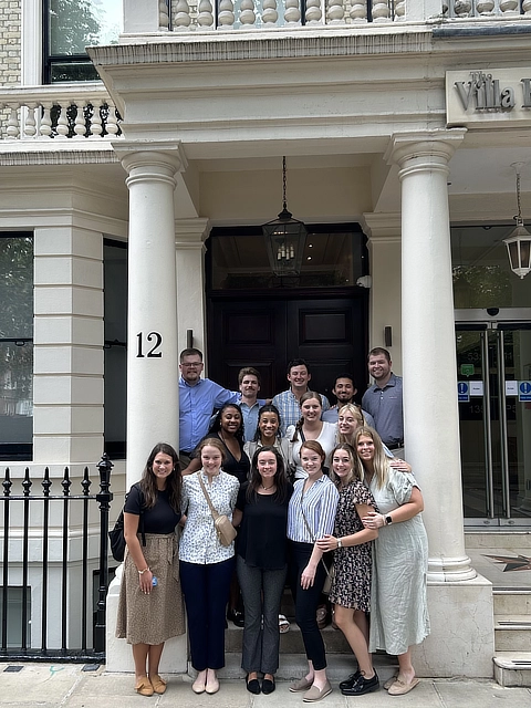 students outside Daniel House