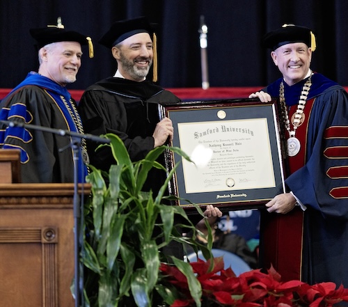 Cimbora and Taylor Present Doctorate to Tony Hale