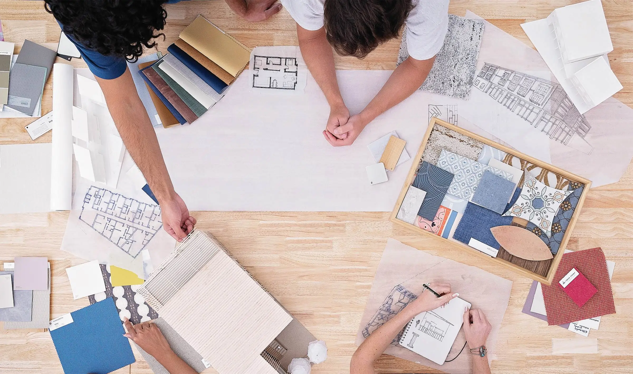 Students at design table