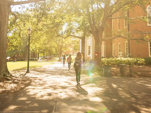 female student in the quad