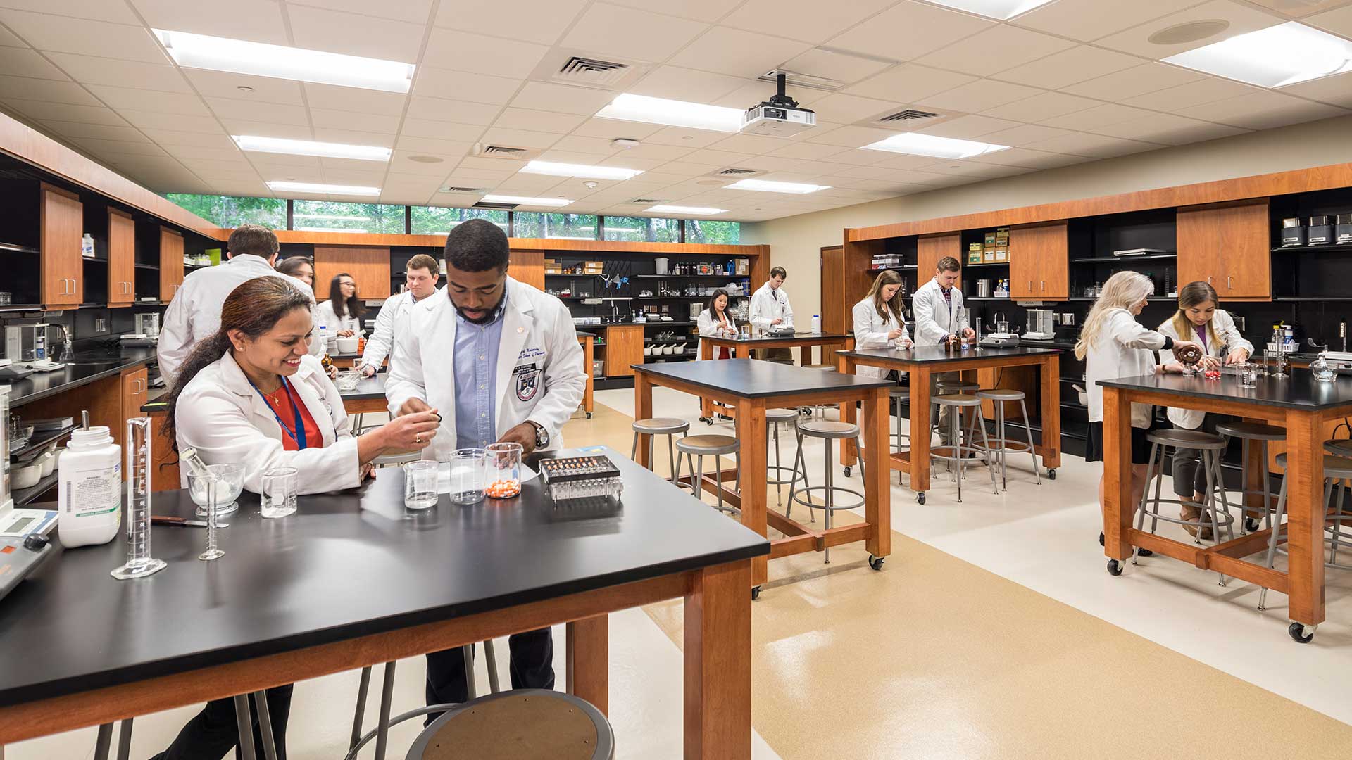 pharmacy students in lab