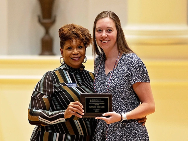 professor ratcliffe with student grace colyar